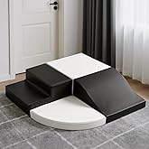 TODIBY 4-Piece Soft PU Leather Toddlers Climbing Toys, Baby Foam Climbing Blocks for Toddlers 3, Indoor Climb and Crawl Activity Play Set, Foam Play Gym Climbing Structures (Black and White)