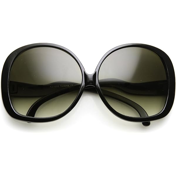 Oversized Bold Black Retro Sunglasses For Women - Round Gradient Lens, UV400 Protection, Plastic Frame