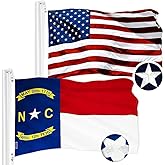G128 Combo Pack: USA American Flag 3x5 Ft Embroidered Stars & North Carolina State Flag 3x5 Ft Embroidered