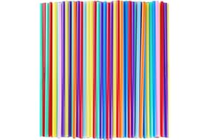 CVNDKN 300 Pcs Colorful Plastic Long Disposable Drinking Straws. (0.23''diameter and 10.2"long)