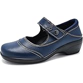HJJ Mary Janes for Women Arch Support Round Toe Ankle Strap Pumps Memory Foam Comfort Dress Shoes