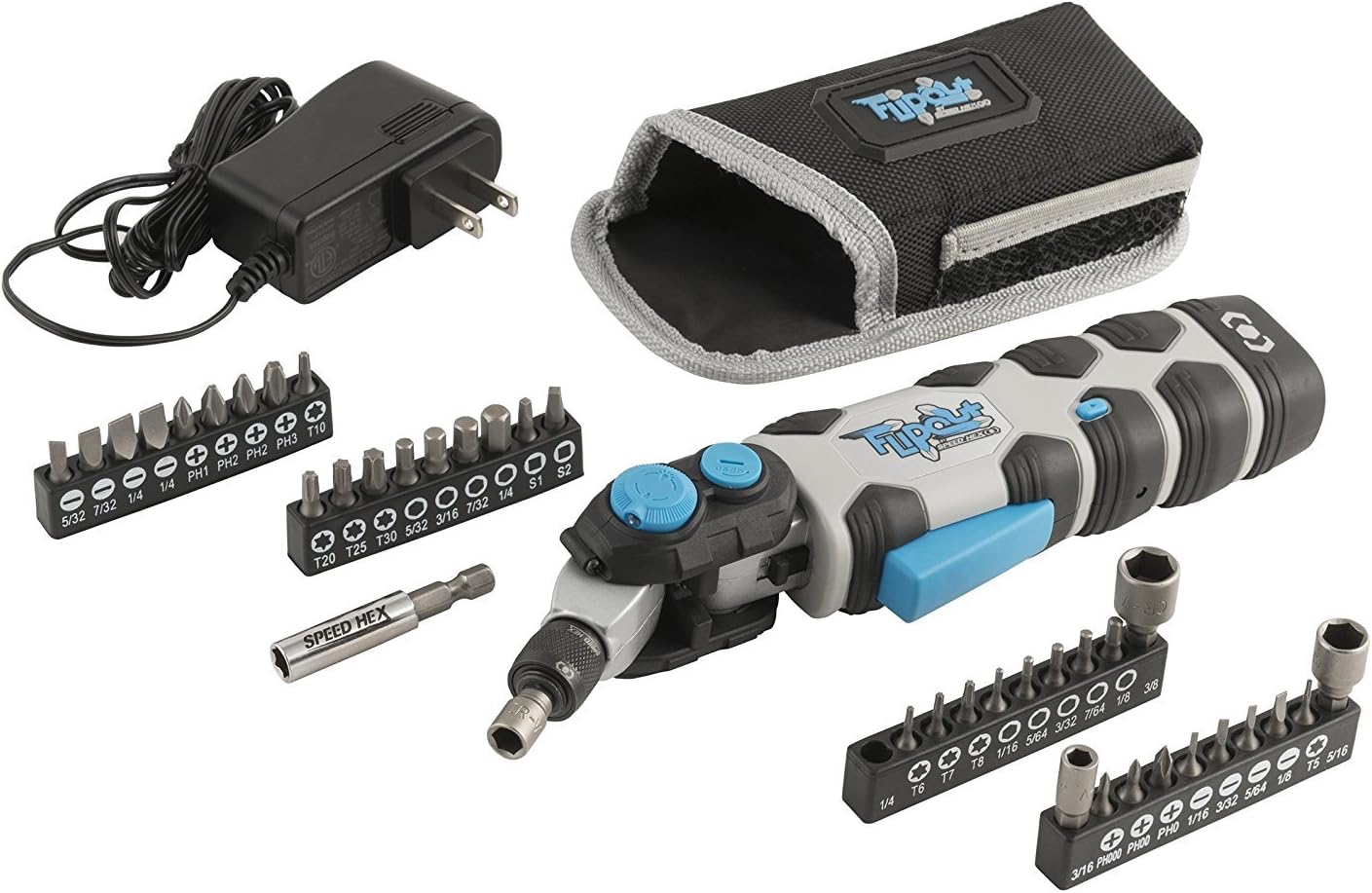 SpeedHex FlipOut 8Volt Max Cordless Driver with 19Piece Bit Set by
