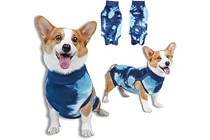 TORJOY Breathable Dog Recovery Suit for Male/Female, Tie Dye Blue Dog Onesie for Abdominal Wounds, Cone E-Collar Alternative After Surgery to Anti-Licking, Professional Surgery Suit for Dogs