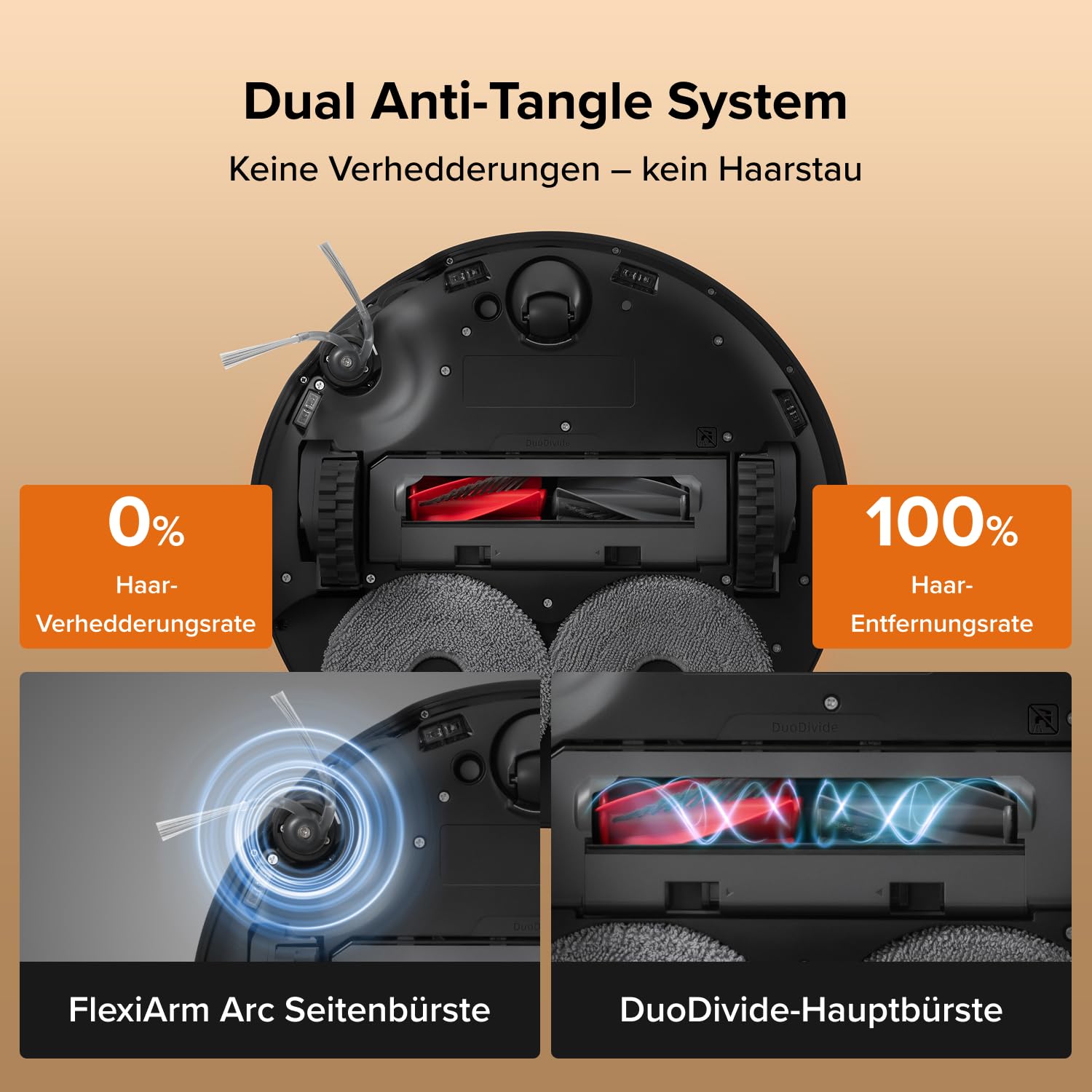 roborock Qrevo Edge 2 Set Saugroboter mit Wischfunktion&Hebarem Wischmopp, 25.000 Pa, Anti-Tangle, ultraflach 7,98 cm, 80 °C Heißwasser-Moppwäsche, FlexiArm-Technologie, AI-Hinderniserkennung(Schwarz) 5