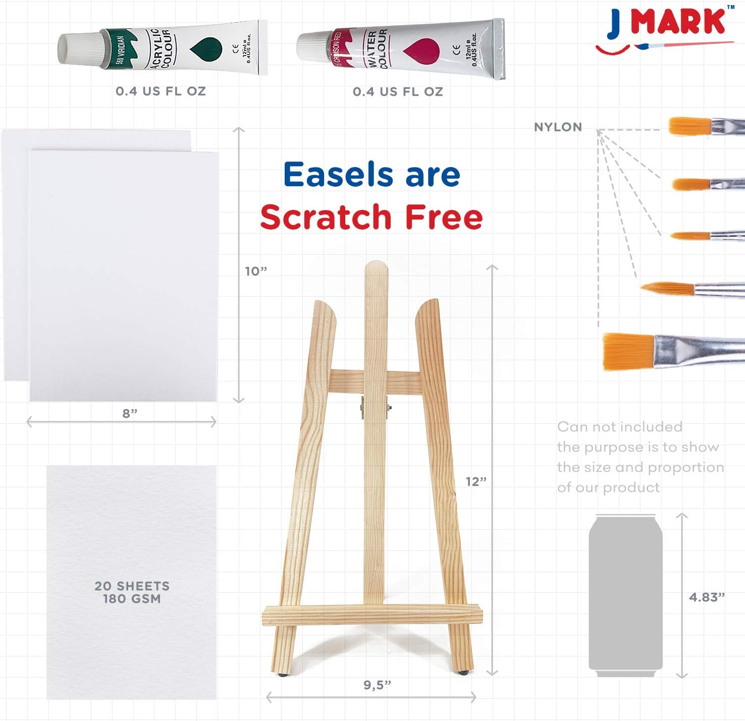 Acrylic and Watercolor Paint Set Supplies – 40-Piece Art Canvas Painting Kit for Adults Includes Wood Easel 2 Canvases 8x10 inch, 24 Paints, Watercolor Paper, 8 Brushes, 2 Palettes, Color Mixing Guide