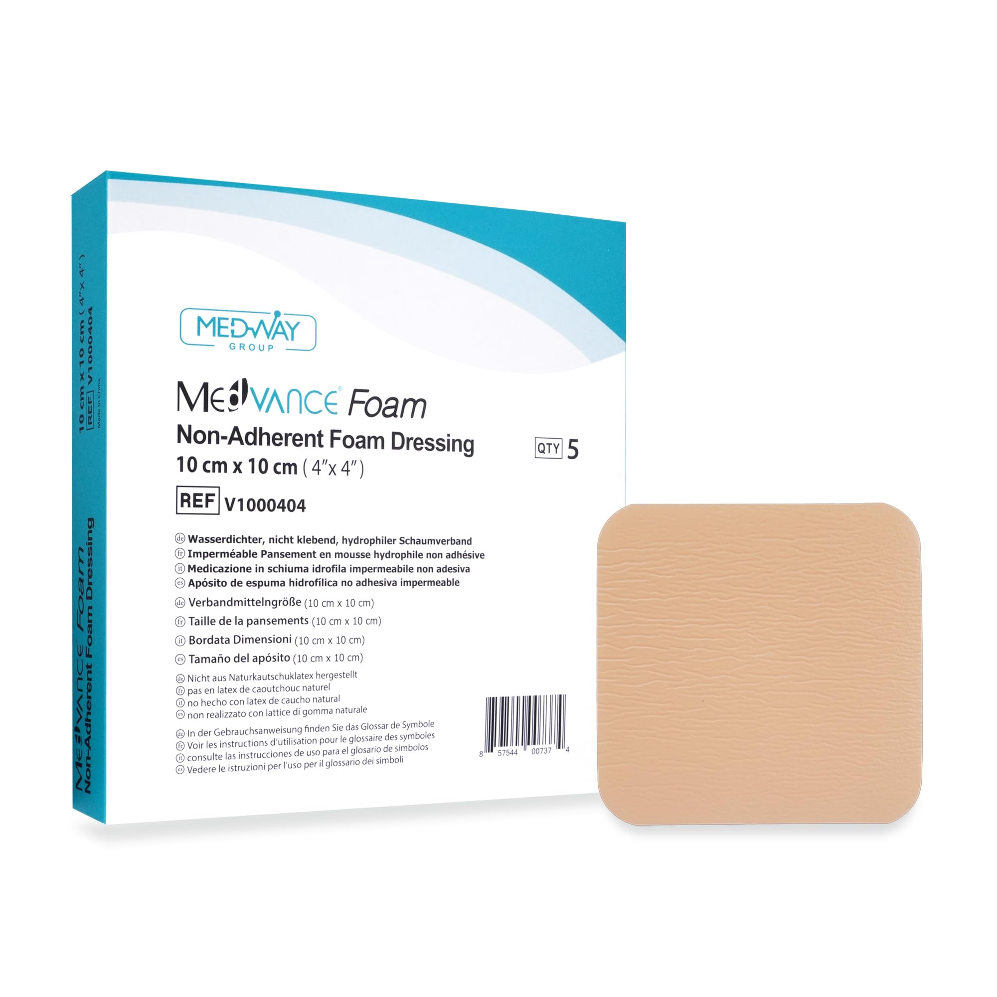 MedVance TM Foam – Waterproof Non-Adhesive Hydrophilic Foam Dressing 4"X4" Box of 5 dressings