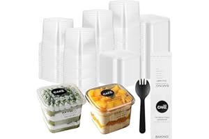 JMIATRY 100 Count 12 oz Square Plastic Dessert Cups with Lids and Spoons Clear Dessert Cup 12 oz Plastic Parfait Cups for Cup