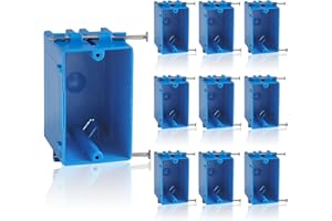 ANKYLHUA 10-Pack Single Gang Electrical Box, New Work Box 1 Gang, Blue New Work Electrical Nail Outlet Box, 18 cu. in, Switch/Outlet Box PVC Electrical Junction Box for Residential Commercial Job Applications
