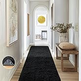 Ophanie Runner Rug for Hallway, 2x6 Bedroom Black Runner Rugs, Non Slip Fluffy Soft Shaggy Bedside Carpet for Kids Girls Boys Home Decor Aesthetic, Dorm Nursery