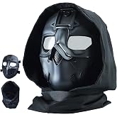 Guayma Airsoft Paintball Tactical Full Face Cyberpunk Mask Cosplay | With Balaclava Hood,Unisex Adult,Breathable Techwear,CS Game,Halloween Costume Party,Movie Props