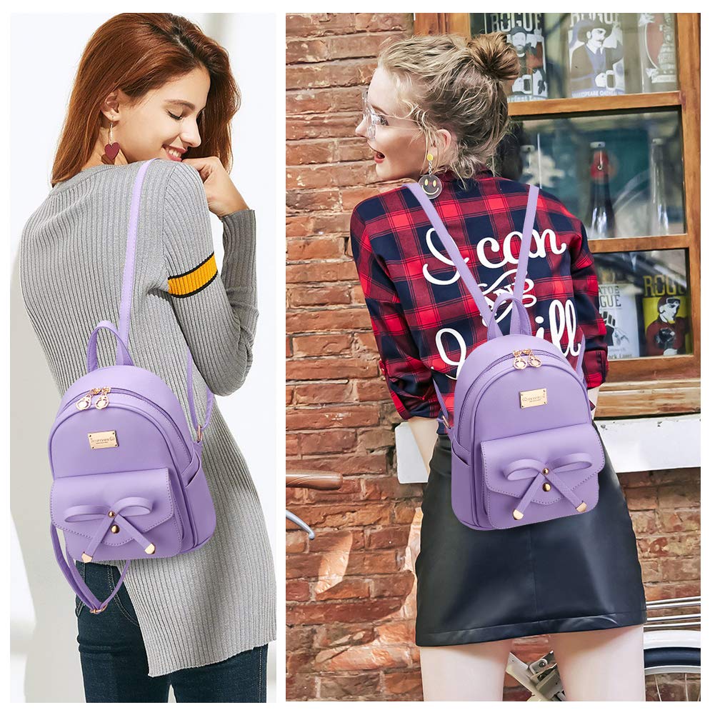 I IHAYNER Girls Bowknot Cute Leather Backpack Mini Backpack Purse for Women