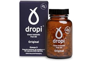 Dropi Omega 3 Fish Oil 500mg (60 Capsules) - Maximum Strength Omega-3s EPA, DHA, Vitamin A & D - Natural & Extra Virgin Cod Liver Oil Supplement for Immune System, Brain Health & Joint Support