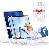 SooPii 90W Charging Station for Multiple Devices, 6 Port Multi USB C Charger Station with 6 Mixed Short Cables,PD 20W Chargin