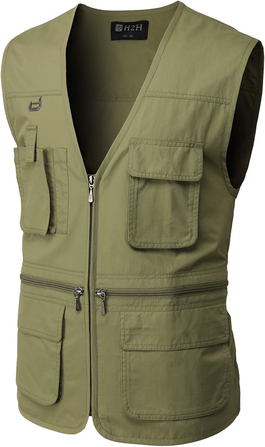 H2H Men's Active Wear Outdoor Vests Work Safari Fishing Travel Utility Summer Vest: Clothing