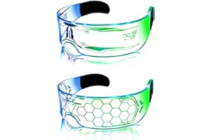 Rave Glasses Light up LED Glasses Women Men for Cyberpunk Party Alien Costume Tech Gadgets Outfits 2pcs ﻿