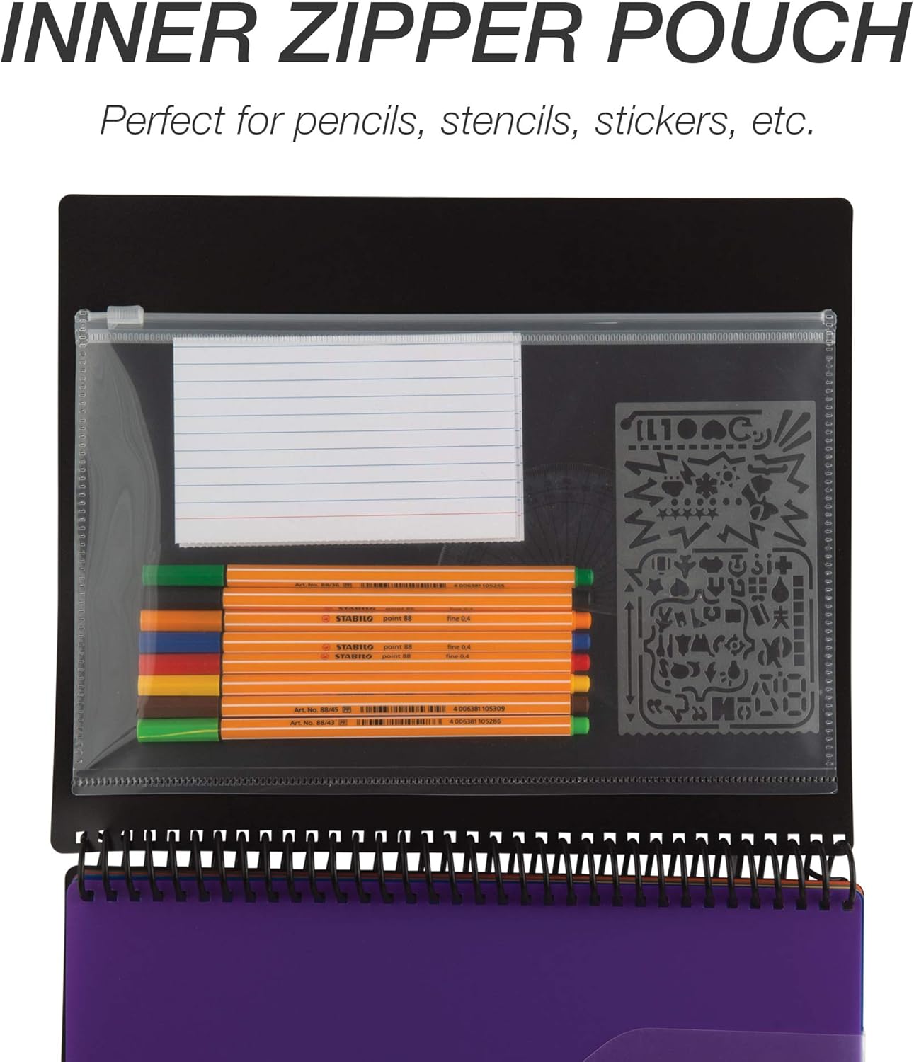 Samsill 24 Pocket Spiral Project Organizer with 12 Dividers, Customizable Front Cover, Erasable Write On Tabs : Office Products