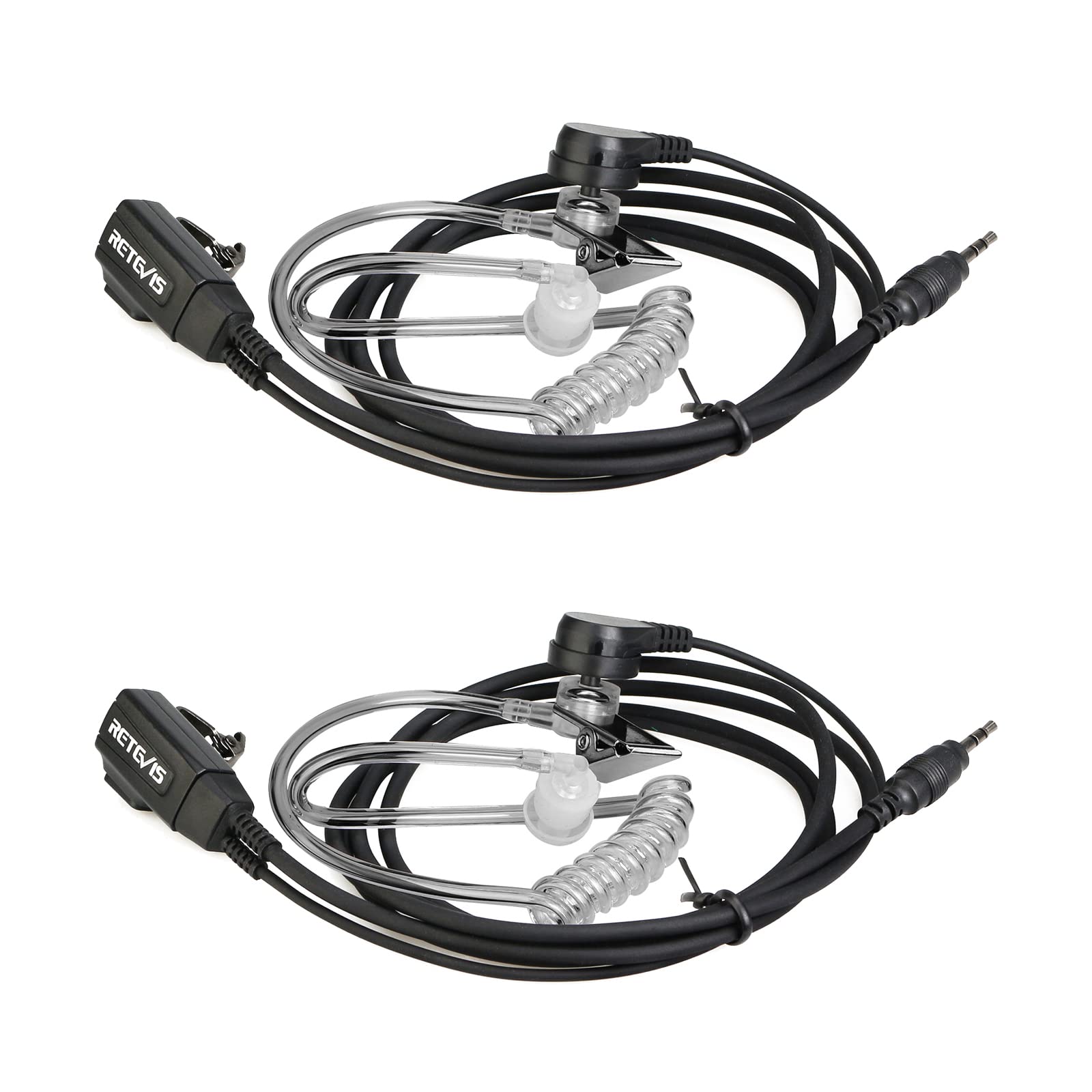 Photo 1 of Retevis RB48 Walkie-Talkie Earpiece with Mic 1 Pin 2.5mm, Transparent Acoustic Tube, Compatible RB48 RT49 RT49B RT49P Two Way Radio, Walkie Talkie Headset(2 Pack)