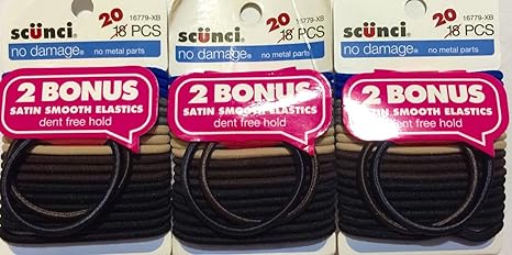 Amazon Com Scunci Hair Elastics No Damage 16779 Xb A 20 Count