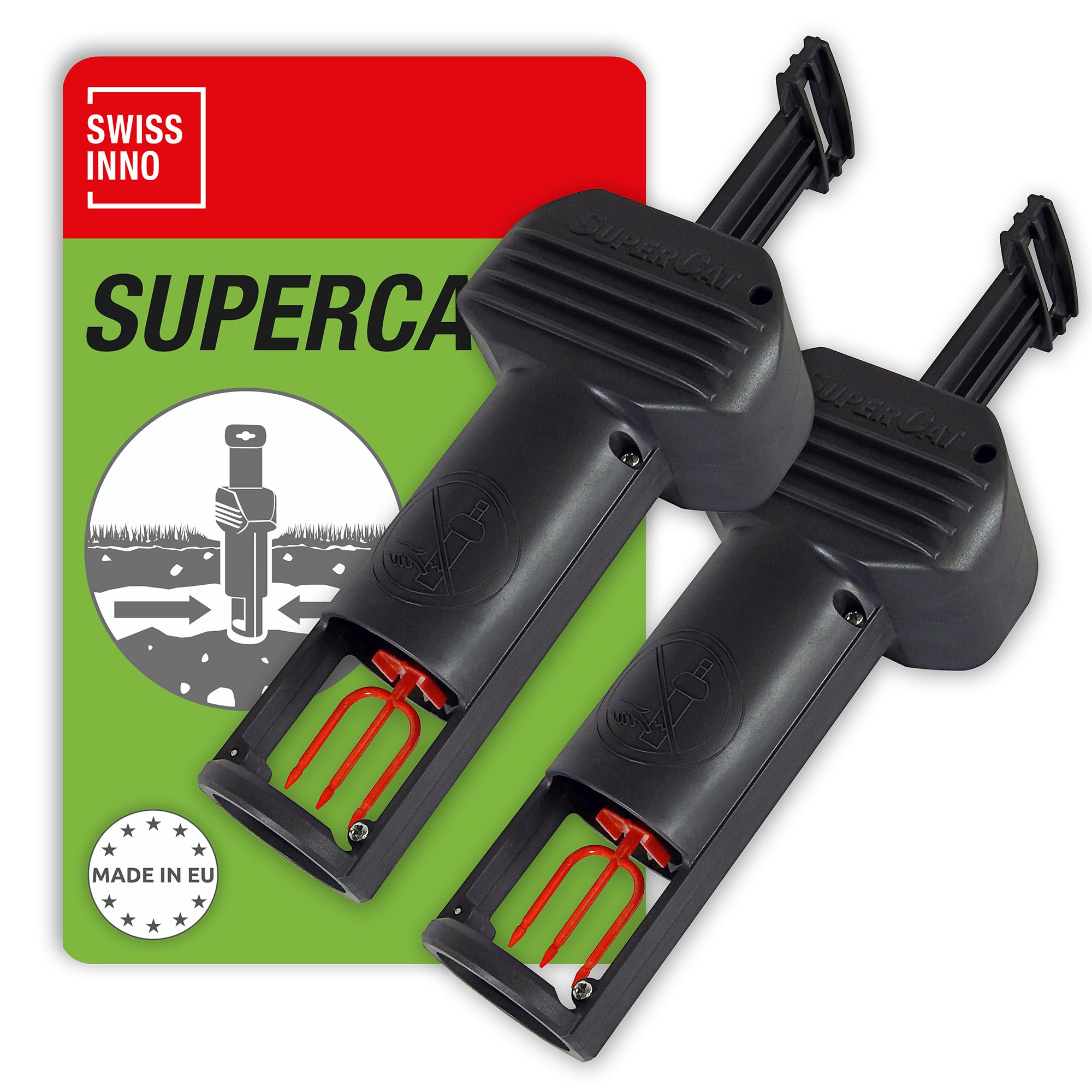 SWISSINNO Vole Trap PRO SuperCat – Tunnel Snap Trap for Field & Meadow Voles, Sensitive Trigger, Easy Set Up, Reusable Rodent Catcher for Garden & Lawn – 2 Trap