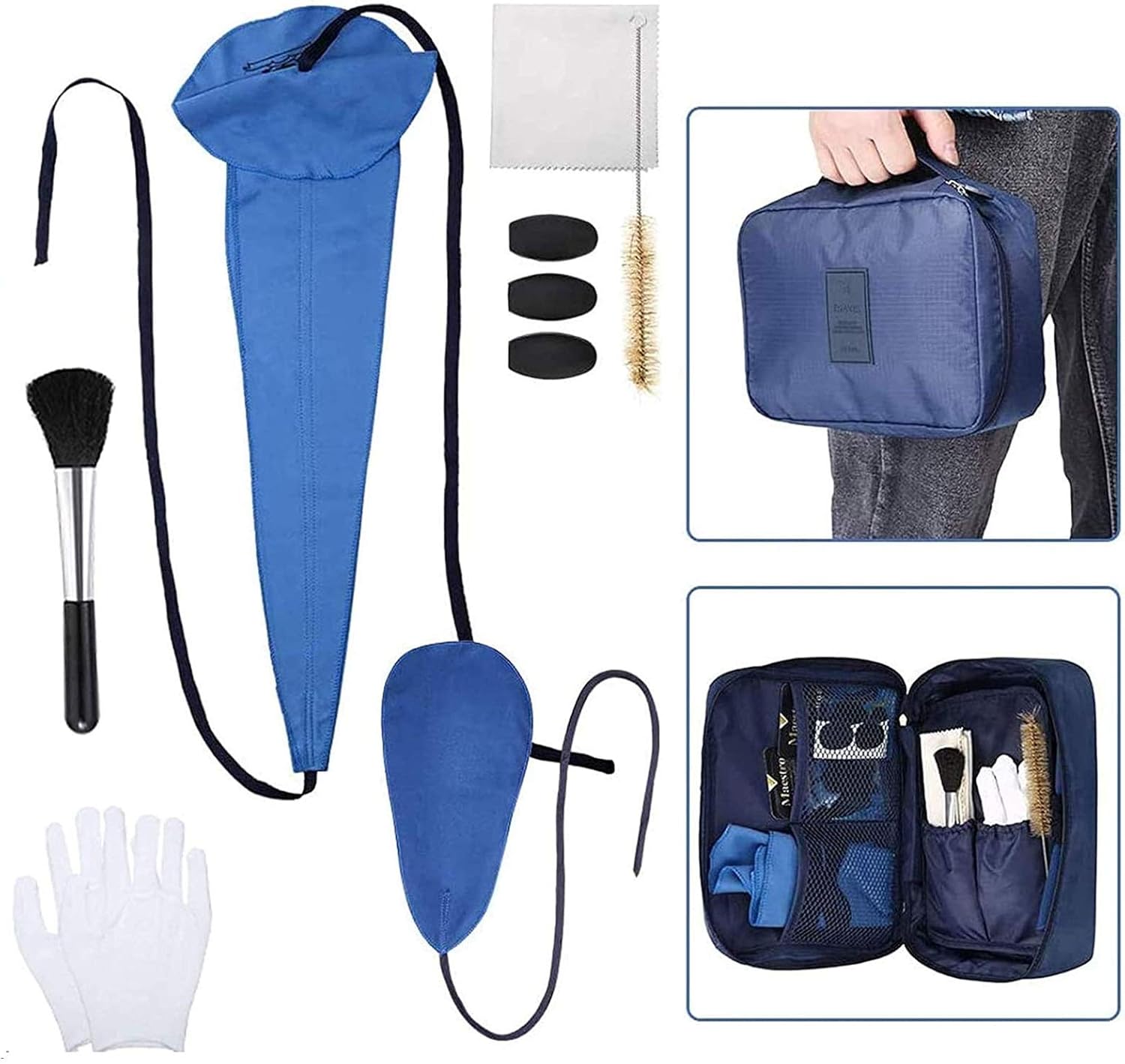 13PCS Saxophone Cleaning Kit with Bag for Flute,Alto Sax,Clarinet Instruments Cleaning Accessories Includes Cleaning Cloth,Mouthpiece Brush,Thumb Rest Cushion: Musical Instruments