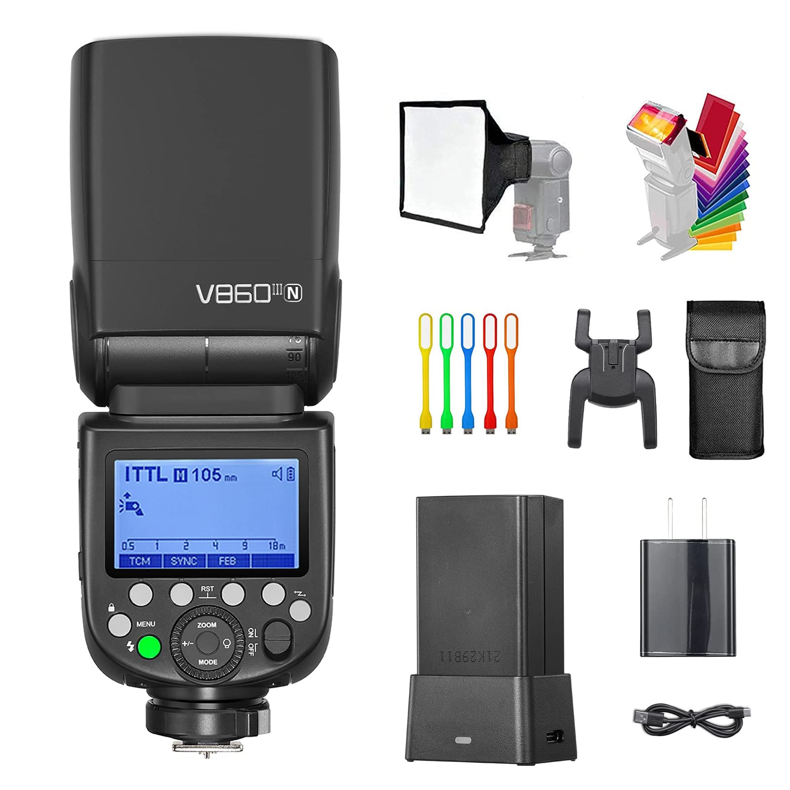 Godox V860III-N for Nikon Camera Flash, Ving V860III TTL Li-Ion Flash Kit, HSS 1/8000s 2.4G GN60 Speedlight, 2600mAh Battery Speedlite, Modeling Light
