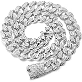 Halukakah Gold Chain for Men Iced Out,20MM Miami 18k Real Gold Plated/Platinum White Gold Finish Choker Necklace,Full Cz Diamond Prong Set,with Giftbox