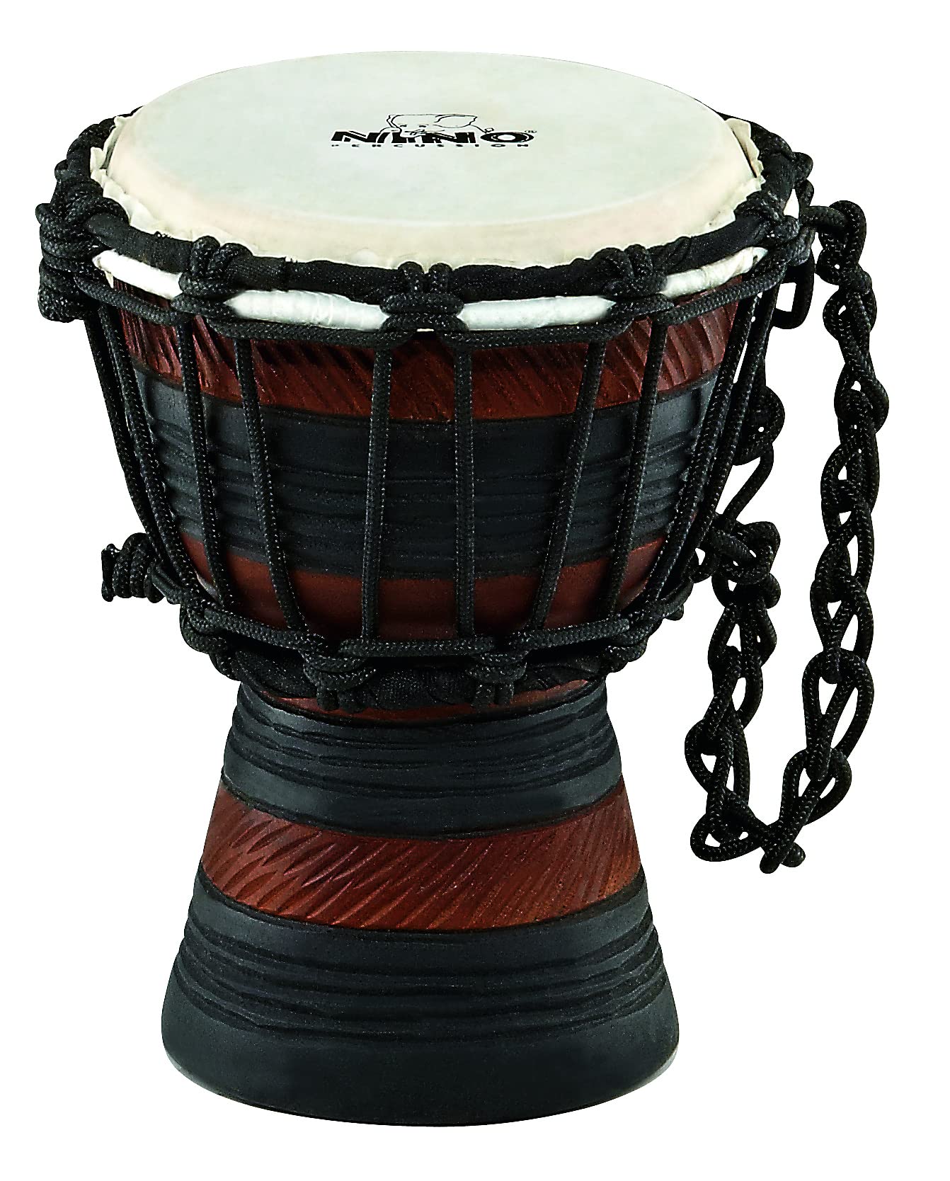 Nino Percussion Earth Rhythm Djembe - Very Small Musical Instrument for Children from 3 years - 4.5-inch Diameter - Mahogany, Natural (NINO-ADJ3-XXS)