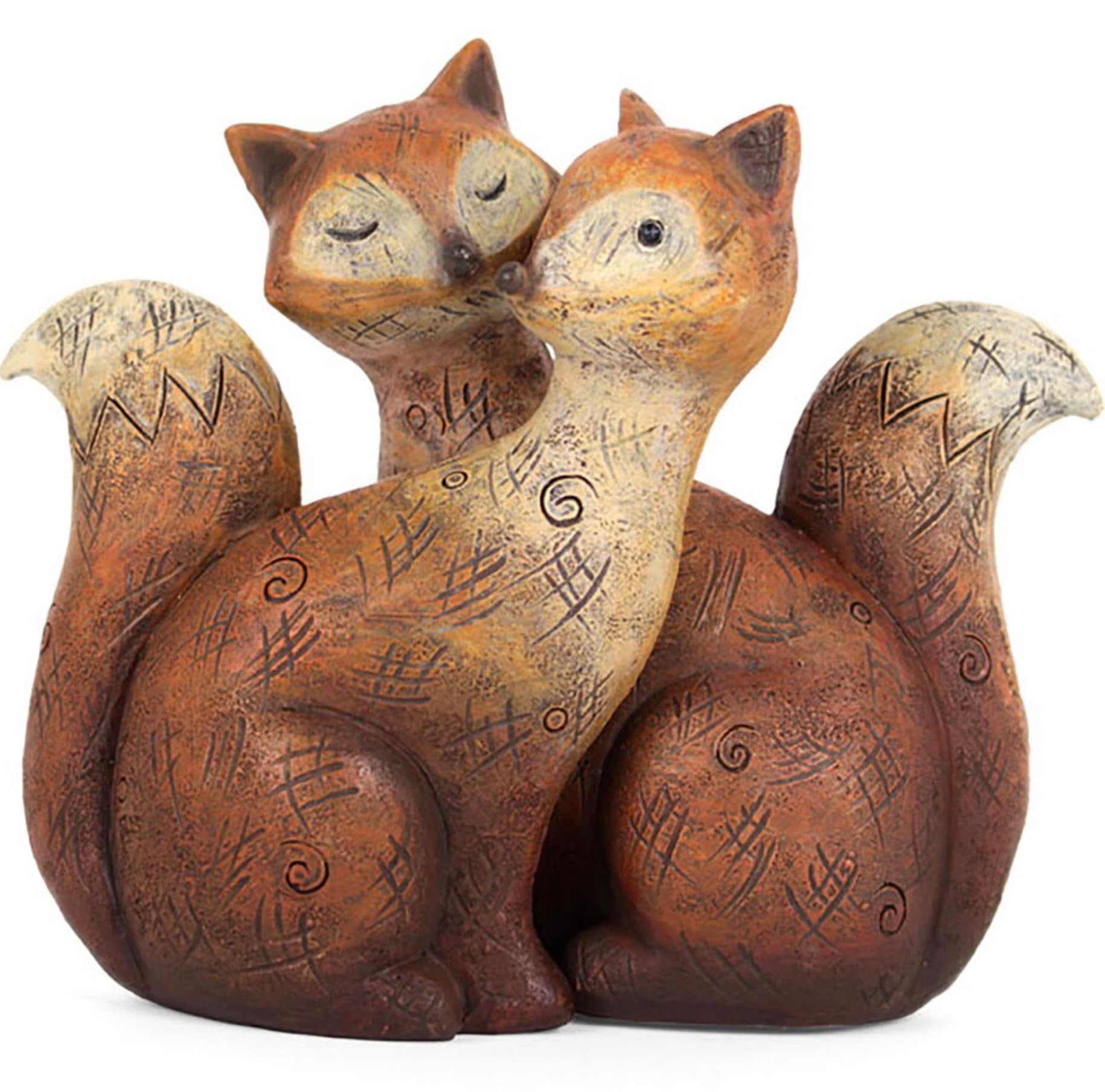 Charming Fox Family Brown Resin Figurine - 12cm x 6cm (1 Set) - Stunning & Unique Home Decor Masterpiece, Premium Quality Craftsmanship - Perfect for Home & Office