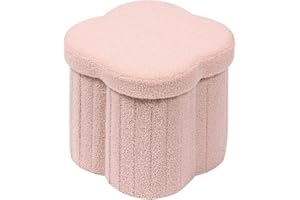 B FSOBEIIALEO Ottoman Cube Storage, Flowers Shaped Ottoman with Storage Teddy Ottomans Foot Stool Footrest for Lving Room, Bo