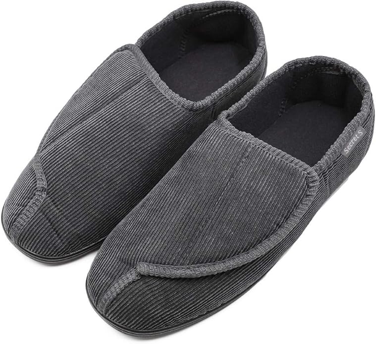 CHUANGLI Men’s Diabetic Slippers with Memory Foam, Wide Width
