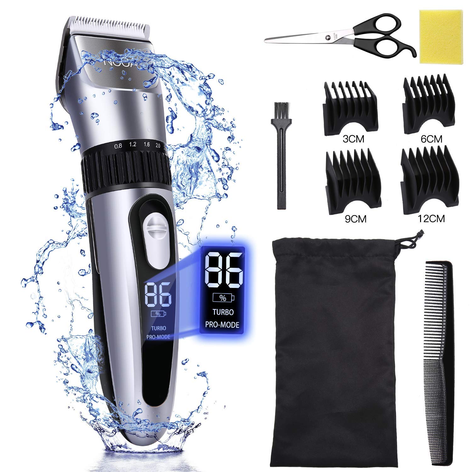 Professional Waterproof Hair Trimmer for Men - Nooa Hair Clippers, Men Haircut Kit 10 in 1 Multi-functional, Cordless and Rechargeable Beard Trimmer for Baber, Salon, Home