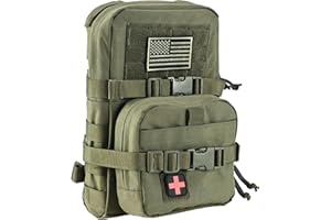 TACTIFANS Tactical Mini Molle Hydration Pack,Molle Hydration Carrier with IFAK Pouch&US Flag&Med Patch,Hydropack for 2L Water Bladder