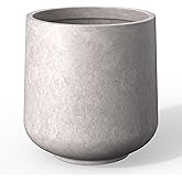 Kante 15.3" Dia Round Concrete Planter, Outdoor Indoor Large Plant Pots Containers with Drainage Hole and Rubber Plug for Home Garden Patio, Light Gray