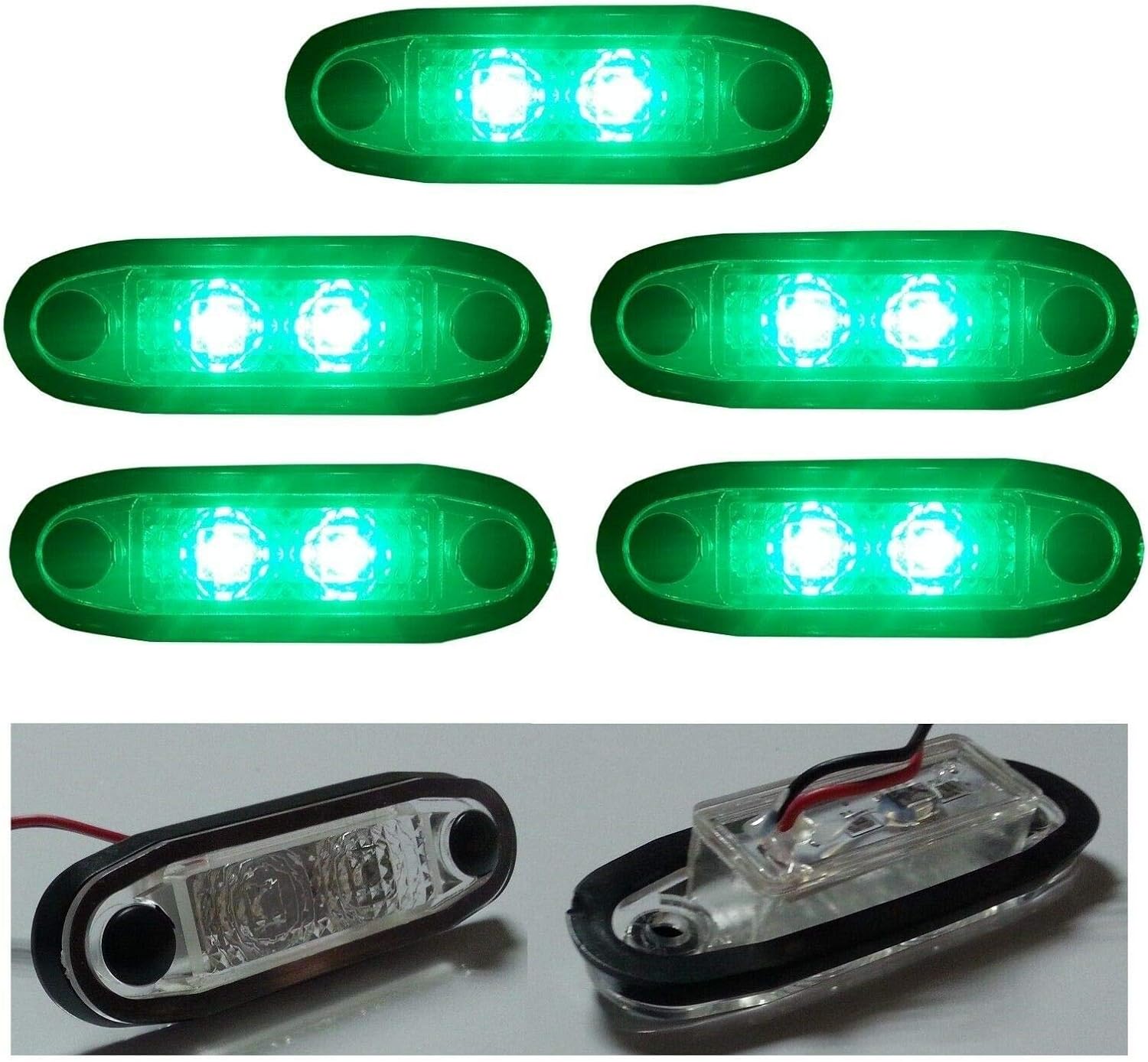 Other flexzon 5x Flush Green 12v Led Marker Lights Lamps For Roof Bull