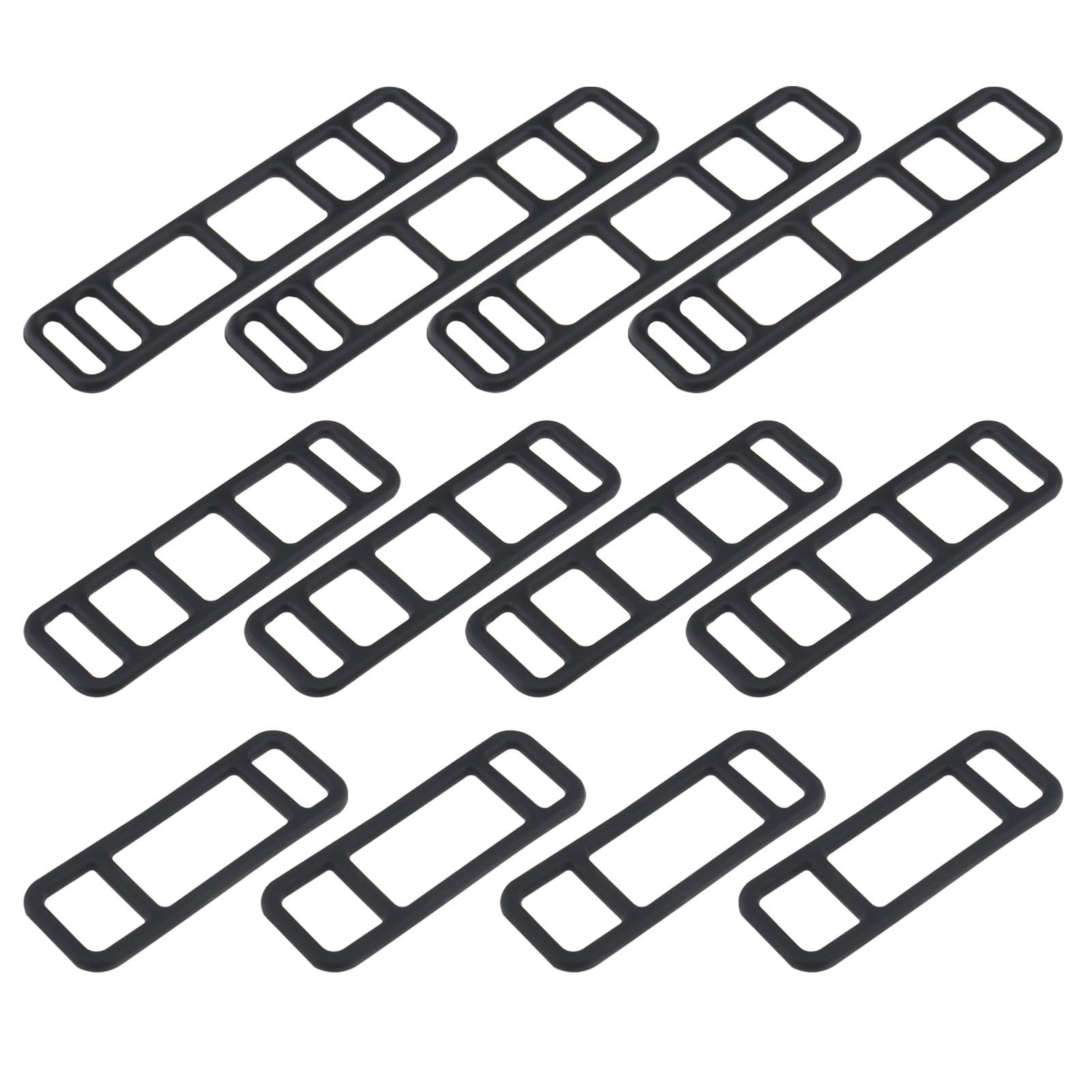 LT Easiyl 12pcs Bicycle Black Stretchable Silicone Strap Bike Fixed Silicone Strap for Bicycle Headlights Taillights Car Driving Recorders