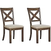 Signature Design by Ashley Moriville Modern Farmhouse 19" Upholstered Dining Room Chair, 2 Count, Brown