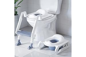 LITTLEHIPPO 3-in-1 Potty Training Seat with Step Stool Ladder & Detachable Seat for Toddlers, Kids, Boys and Girls, Zero Assembly, Non-Slip, Splash Guard, Multi-Use, Portable