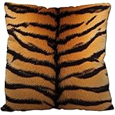 Nicokee Cotton Linen Pillow Covers Animal Tiger Skin Print Throw Pillow Covers Cases for Couch Sofa Bed Home Decor 18 X 18 Inches