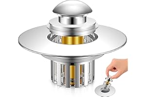 TGOSOMT Bathtub Drain Stopper 3 in 1, 304 Stainless Steel Pop Up Tub Stopper, Anti-Clogging Bathtub Drain Hair Catcher for US Standard Bathtub Drain (Chrome Plated)