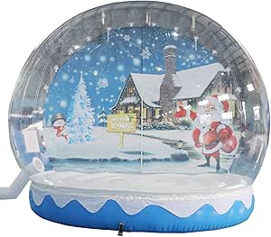 Sayok Christmas Decoration Inflatable Snow Globe Transparent Bubble Tent with Printed Background Blower and Pump, 3m
