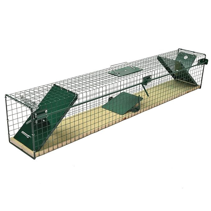 Moorland Safe 6043 XL Lebendfalle 100cm mit Holzboden als Marder-Falle, Katzen-Falle, Fuchs-Falle, 2 Eingänge & stabil…