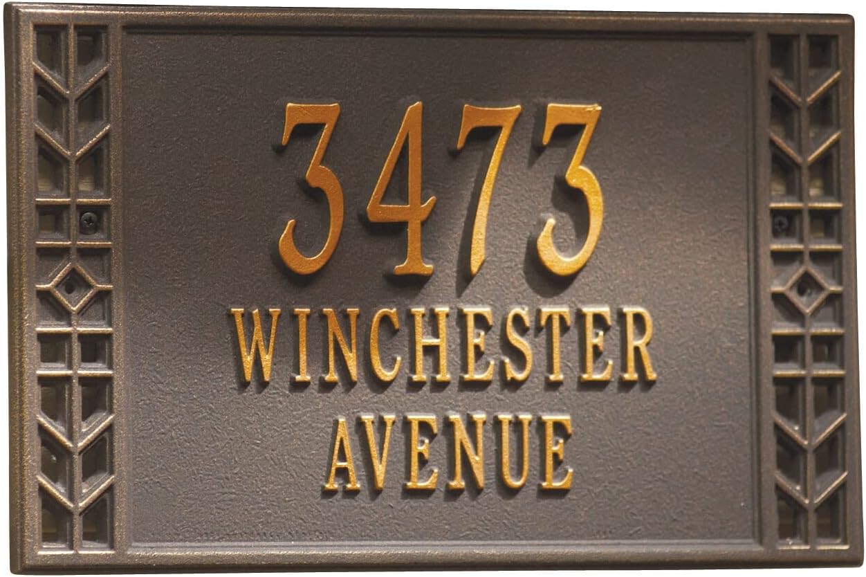 Address Signs - Whitehall Personalized Arts And Crafts House Sign - Custom Indoor/Outdoor Address Plaque 1 Line - Wall