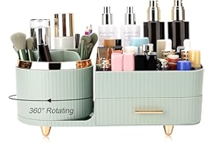 Molutsody Makeup Organizer for Vanity, Cosmetic Display Case with Drawers, Fits Makeup, Skincare Products, Brushes, Lipsticks, and Other Accessories, Versatile Storage Solution (Green)