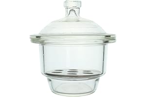 Norchemist 150 mm, Vacuum Amber and Transparent Glass Desiccator Jar, Lab Dessicator Dryer with Porcelain Plate (Transparent)