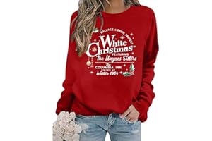 UNIQUEONE White Christmas Sweatshirts for Women Graphic Crewneck Sweater Xmas Vacation Long Sleeve Pullover Tops