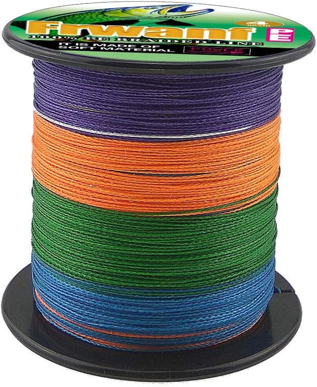 Frwanf Braided Fishing Line 4 Strands Super Strong PE Fishing String ExtremePower Braided Line for Saltwater and Fresh Watermultiple Colors, 100M/109Yds-300M/328Yds-500M/547Yds -6lb 8lb to 100lb