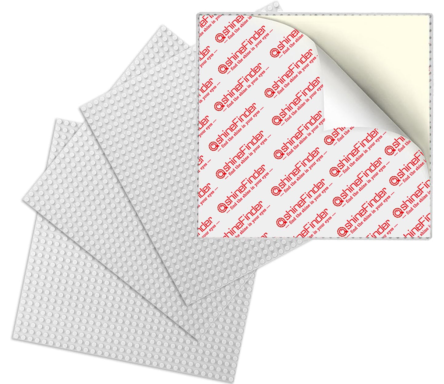 shineFinder 4 Plate Set Building Plate Compatible with Lego Building Blocks, 10"x10", Base Plate for Peel and Stick for Table Top, Wall, Storage Box (4 Pieces, White) — image 1