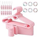 Pink Heart Baby Hangers 50 Pack Plastic Baby Clothes Hangers with Clips Non-Slip Laundry Kids Infant Hanger for Newborn Toddler Clothes, Stackable Space Saving