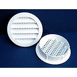 Maurice Franklin Louver-2" Round White Polypropylene Plastic Louver with Insect Screen System (Priced Per Bag of 6). Item #2" PLW-100