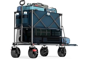 TIMBER RIDGE 400L Large Capacity Folding Double Decker Wagon with Brakes, 54" Extra Long Extender Wagon Cart, 450lbs Heavy Duty Collapsible Cart, All-Terrain Big Wheels for Camping, Sports, Shopping